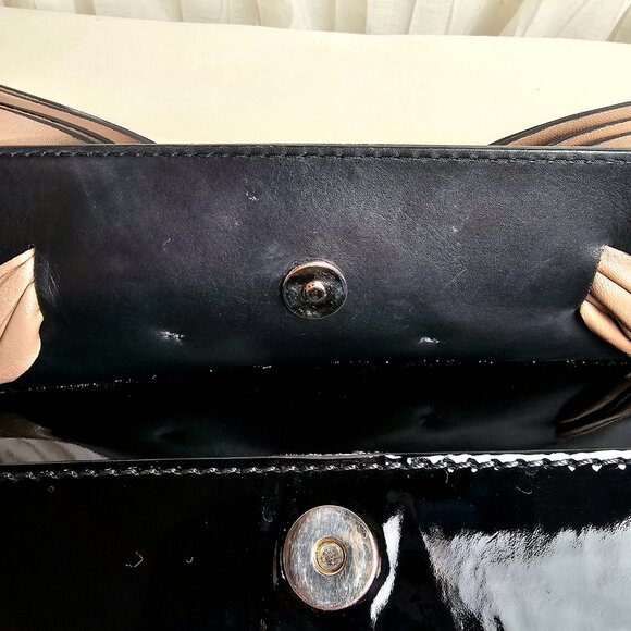 Valentino Garavani Bow Top Handle Bag Snakeskin Print Jacquard Patent Leather - Picture 10 of 16